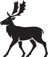 Fototapeta premium Deer in profile elegant silhouette art, Minimal black sketch of wildlife animal