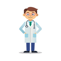 Fototapeta premium Young doctor cartoon character illustration