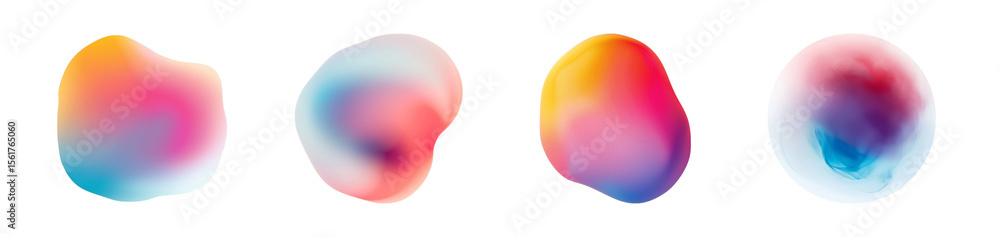 Poster colorful abstract fluid shapes on transparent background a background for modern design