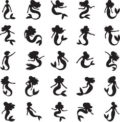 Mermaid Silhouette – Elegant Fantasy Sea Creature Vector