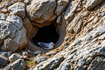 explain how rocky shorelines support seabird populations by offering safe nesting crevices and abundant food sources nearby.