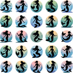 Mermaid Silhouette – Elegant Fantasy Sea Creature Vector