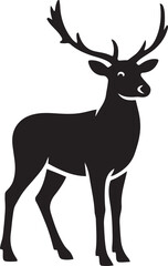 Deer silhouette simple black forest design, Wildlife icon in clean bold sketch