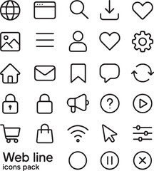 Minimal Web Line Icons Pack – 30 High-Quality Vector Symbols