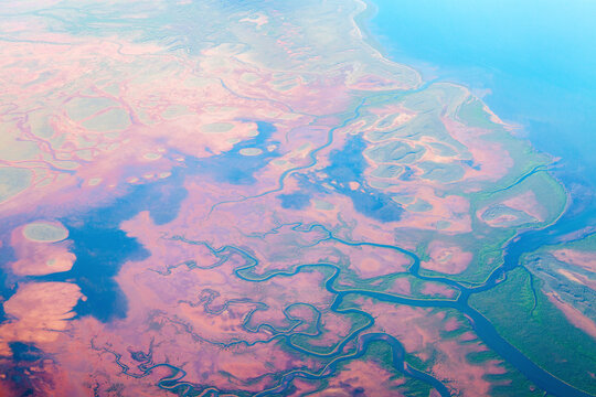 Aerial of coastal Karratha region Western Australia