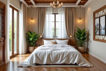 discuss the impact of placing a bed facing the door on relaxation and sleep quality according to feng shui principles.