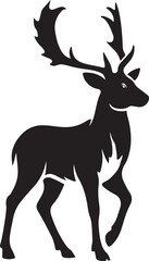 Elegant black deer graphic silhouette, Forest animal design vector drawing