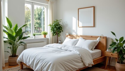 analyze the influence of positioning the bed near indoor plants on air quality and relaxation.