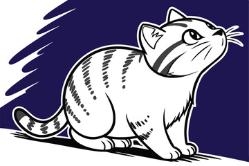 Charming watercolor illustration of a cat with soft blended colors and a playful expression