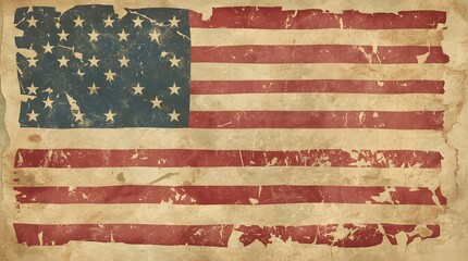American Flag Vintage Poster Rustic Distressed Paper Design