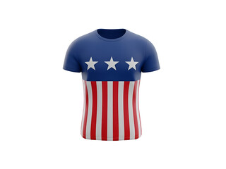 Front View 3D American Flag T-Shirt Mockup Illustration Isolated on Transparent Background