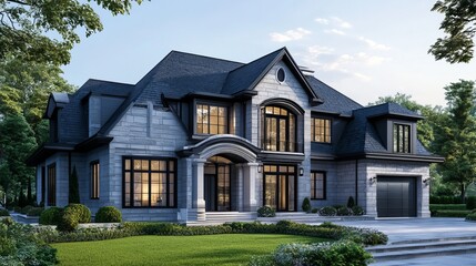 New beautiful luxury home exterior