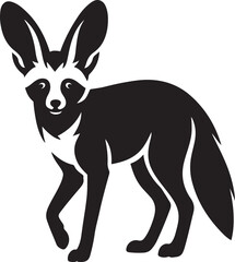 Fennec fox silhouette vector art, Desert fox elegant black design