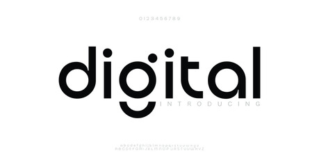 Digital abstract minimal modern alphabet fonts for logo. Typography technology electronic digital music future creative font. vector illustration  
