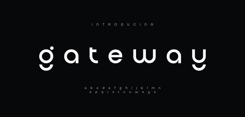 Gateway Geometric creative modern urban alphabet font. Digital abstract futuristic, fashion, sport, minimal technology typography.

