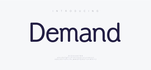 Demand Modern minimal logo alphabet. Typography sport, technology, fashion, digital, future creative logo font. vector illustration