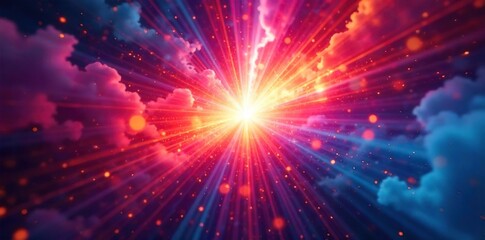 Fototapeta premium Vibrant Light Burst Radiating Outwards Energetic Background Overlay for Design Projects