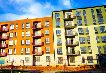 Residential condominium building construction. New Modern complex of Apartment residential condo...