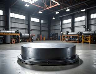 Industrial Metal Podium Gritty Warehouse Background