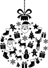 Obraz premium Set of Christmas and Holiday Decoration Icons. Festive symbols including Christmas trees, Santa Claus, gifts, and winter elements.