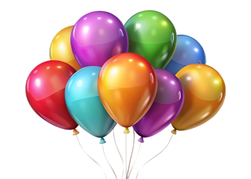 Colorful balloons. 3D hearts. 3D modeling. 3D modeling. Party. Events. Birthday. Celebrations.