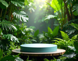 Lush Tropical Garden Setting Resin Podium Display