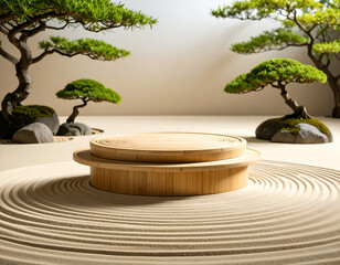 Serene Zen Garden Bamboo Podium in Eco-Sustainable Design