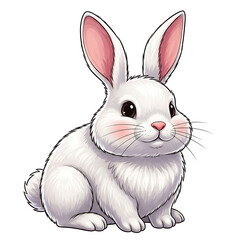 Fototapeta premium Adorable White Bunny Rabbit Illustration Fluffy, Cute, and Sweet