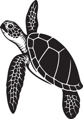 Sea turtle silhouette stylish design, Minimal turtle ocean vector sketch