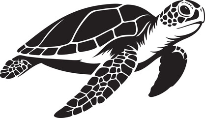 Sea turtle bold silhouette graphic, Ocean wildlife turtle vector style
