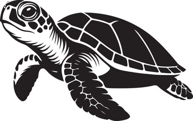 Sea turtle black and white elegant art, Graceful turtle minimal design