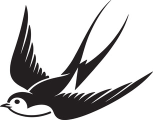 Fototapeta premium Black Silhouette Of Flying Bird Isolated On White Background