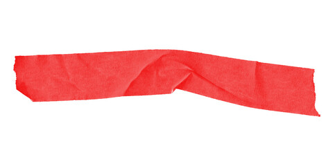 Twisted red duct tape strip isolated on transparent background – adhesive material with central...