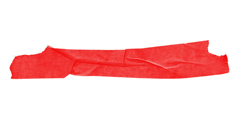 Wide red tape piece with clean surface isolated on transparent background – smooth duct tape...