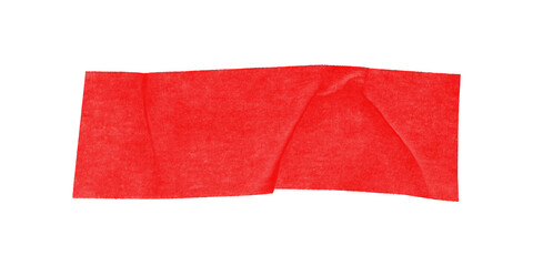 Red duct tape with thick folded texture isolated on transparent background – torn repair element...