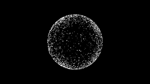 AI Particles Sphere V1, Inner Core, Animation to depict AI Technology, Big Data, Connectivity, and Processing, generating AI Content &ndash; 8-second seamless loop, white particles on a black background.