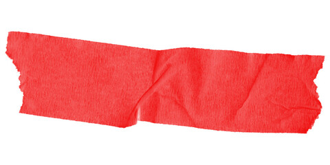 Tightly folded red duct tape strip isolated on transparent background – rugged and compact adhesive shape for collage design, realistic repair details, or torn packaging visuals

