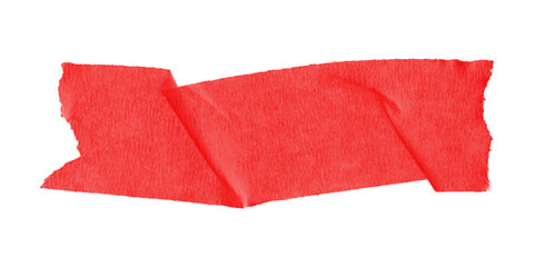 Flat red adhesive tape with soft texture isolated on transparent background – clean utility strip...