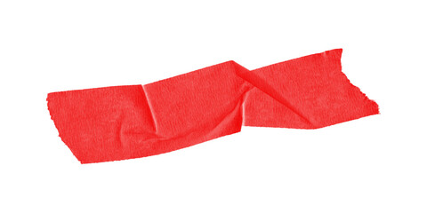 Twisted red duct tape element isolated on transparent background – dynamic adhesive strip used in...
