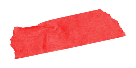 Single folded strip of red duct tape isolated on transparent background – adhesive material...