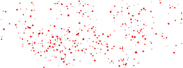 Scattered red blood drops – combination of large and small splatters isolated on transparent...