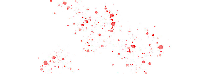 Wide scattered red blood dots on transparent background – horror-inspired digital element for...