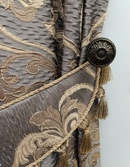 brown  and green curtain, beautiful curtain, curtain, luxury interior decor