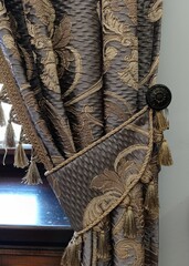 brown  and green curtain, beautiful curtain, curtain, luxury interior decor