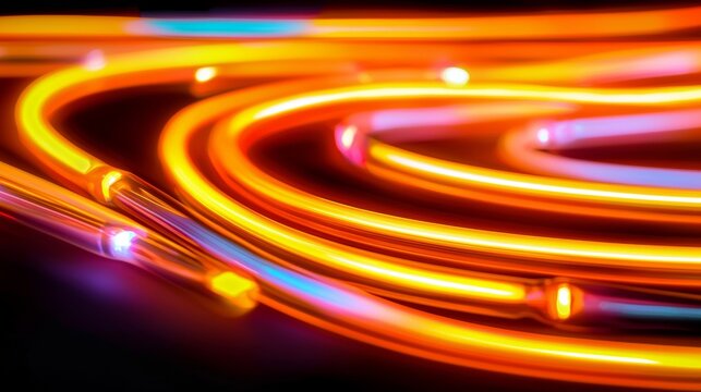 Illuminated Trails of Modern Technology A Creative Network Reflecting Advancement in Bright Motion