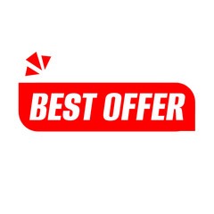Fototapeta premium BEST OFFER png red colour, big badge design, sale sticker