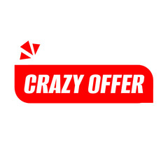 CRAZY OFFER png red colour, sale badge design, promo sticker