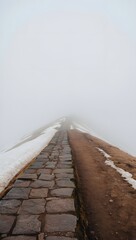 Foggy mountain trail hiking adventure landscape photography scenic route outdoor exploration