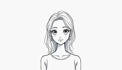 Elegant girl illustration with long hair on plain background