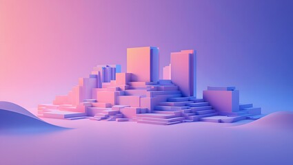 Abstract pastel geometric landscape background for desktop wallpaper and presentation slides
